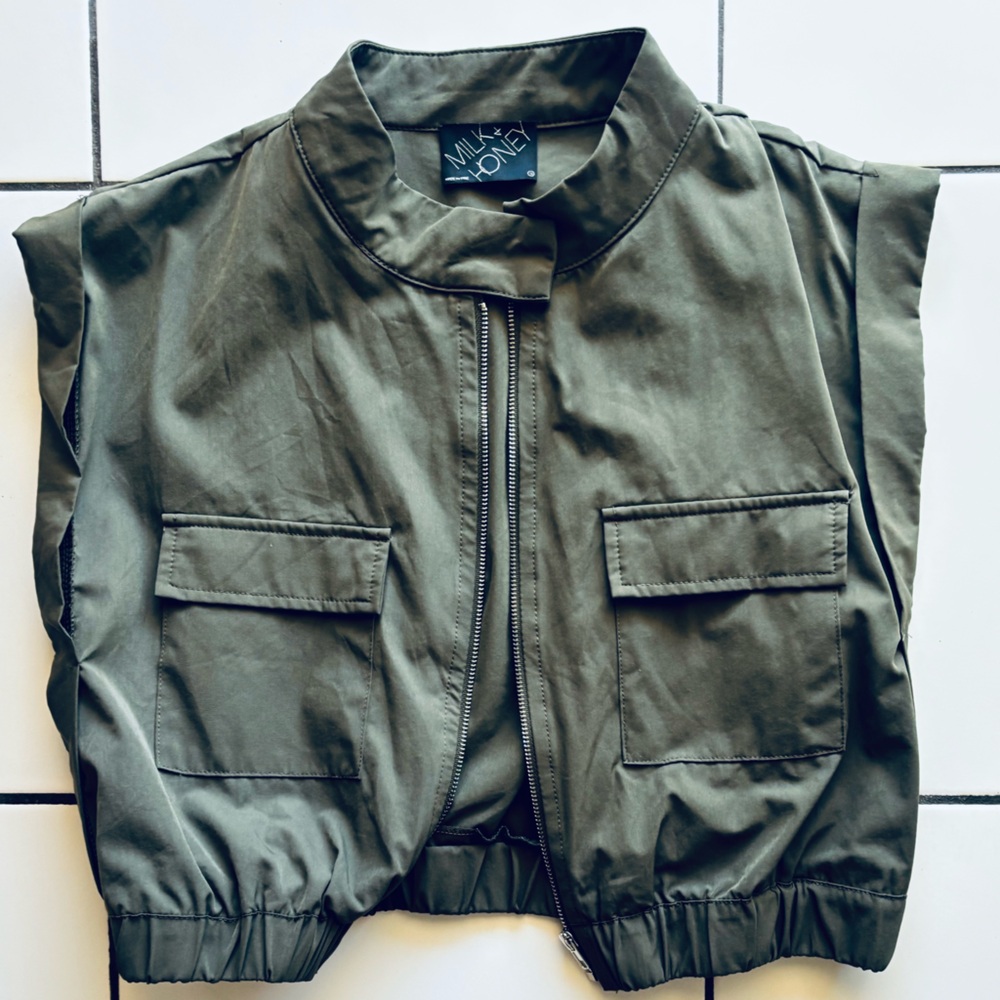 Milk And Honey Army green Crop Top Vest Size Small